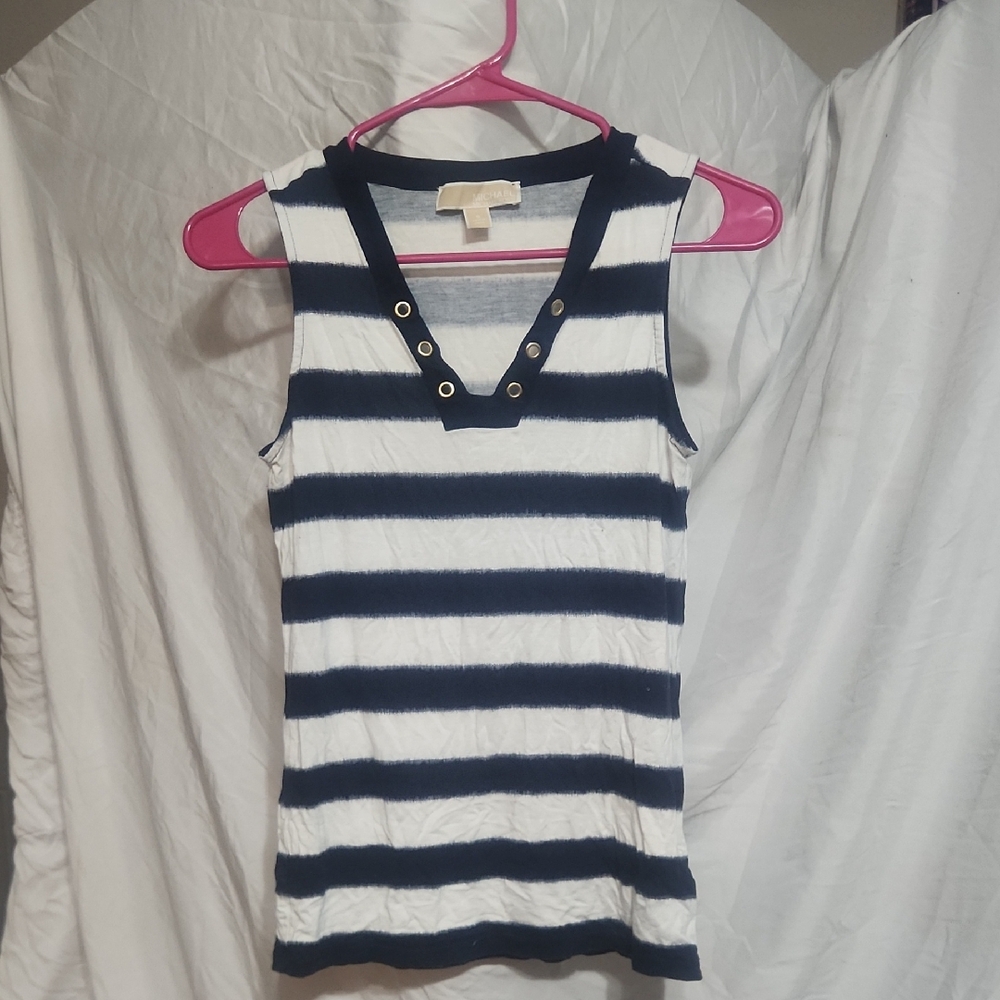 Michael Kors Navy and White Striped Tank Top